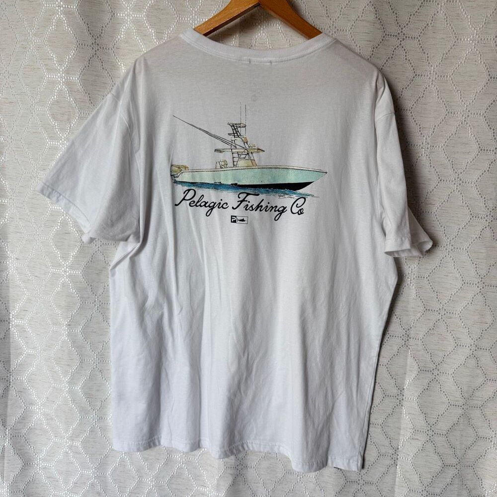 Pelagic Offshore Fishing XXL White Tee Shirt Boating Outdoors Coastal Beach